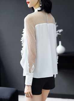 White See Through Splicing Blouse